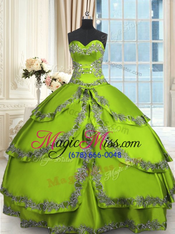 wholesale sumptuous ball gowns taffeta sweetheart sleeveless beading and embroidery and ruffled layers floor length lace up 15 quinceanera dress