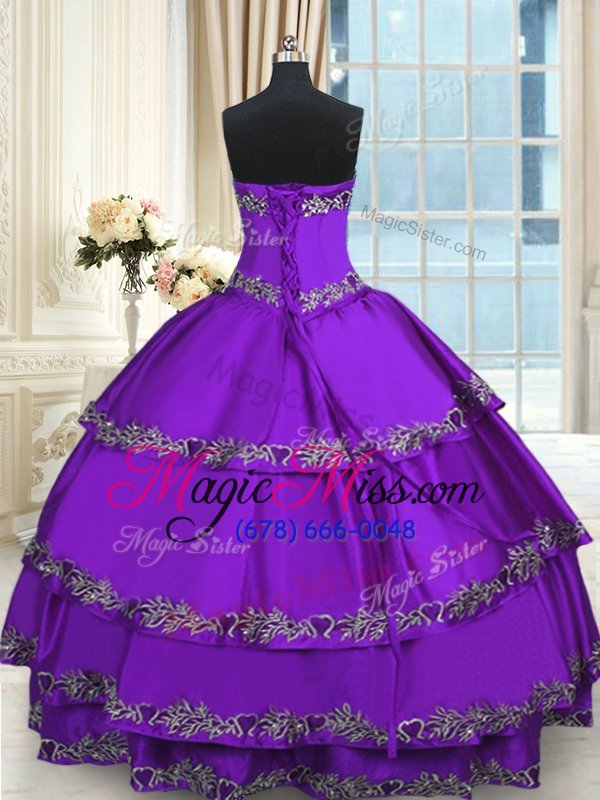 wholesale best sweetheart sleeveless taffeta vestidos de quinceanera beading and appliques and ruffled layers lace up
