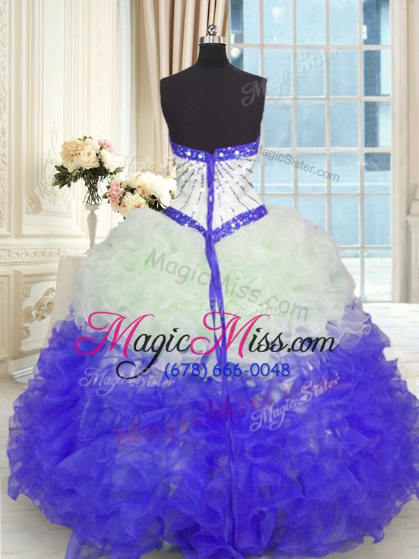 wholesale chic sleeveless lace up floor length beading and ruffles sweet 16 dresses