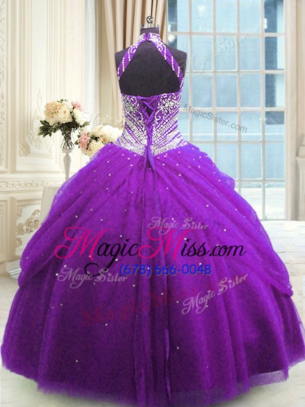 wholesale graceful floor length lace up vestidos de quinceanera purple and in for military ball and sweet 16 and quinceanera with beading