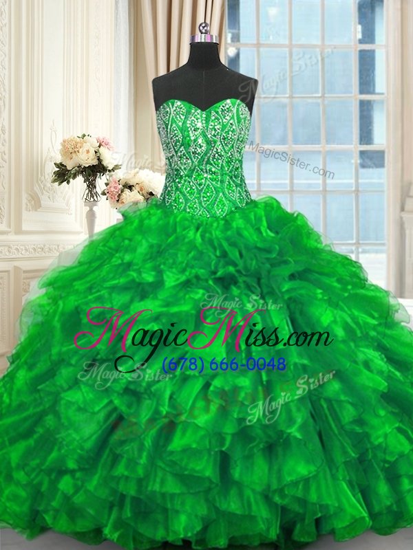 wholesale stylish green 15 quinceanera dress sweetheart sleeveless brush train lace up