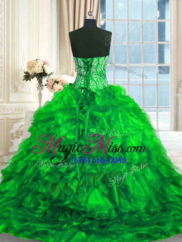 wholesale stylish green 15 quinceanera dress sweetheart sleeveless brush train lace up