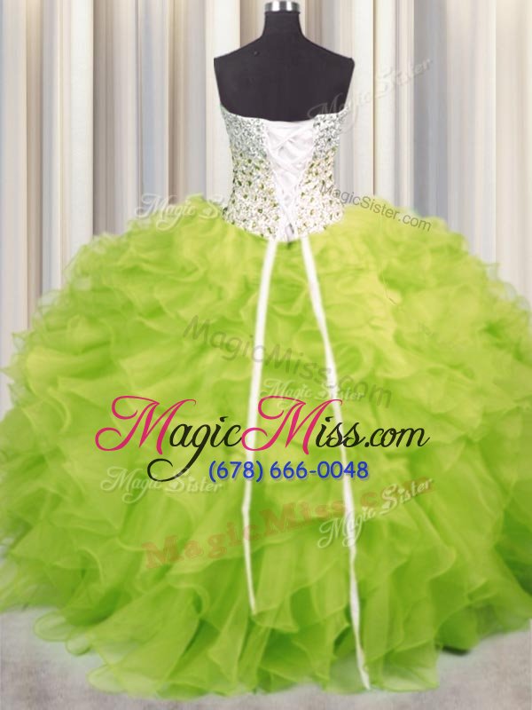 wholesale romantic floor length lace up quinceanera dress yellow green and in for military ball and sweet 16 and quinceanera with beading and ruffles