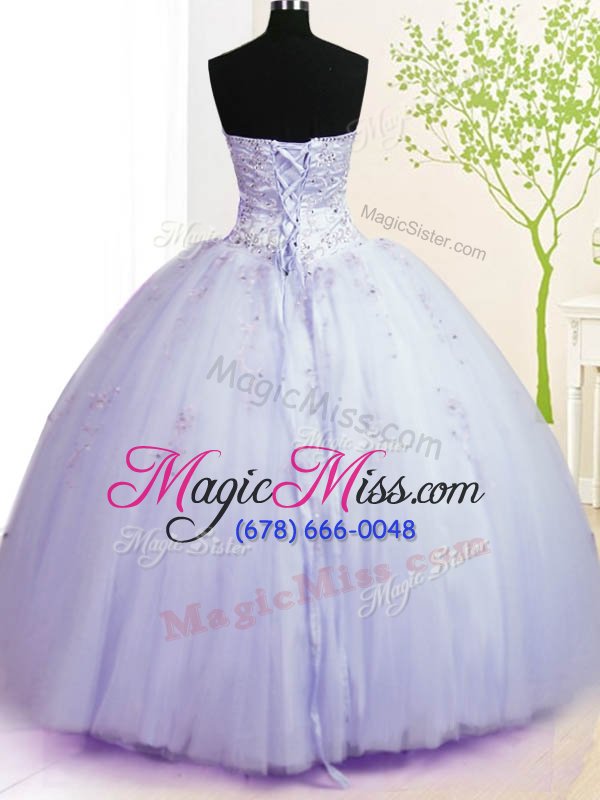 wholesale custom fit lavender sleeveless tulle lace up 15 quinceanera dress for military ball and sweet 16 and quinceanera