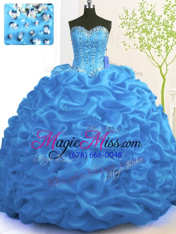 wholesale pretty with train ball gowns sleeveless blue 15th birthday dress brush train lace up