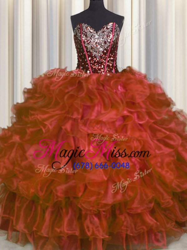 wholesale chic red sleeveless beading and ruffles floor length 15 quinceanera dress