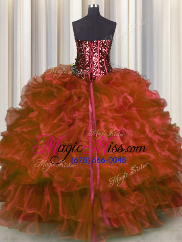 wholesale chic red sleeveless beading and ruffles floor length 15 quinceanera dress