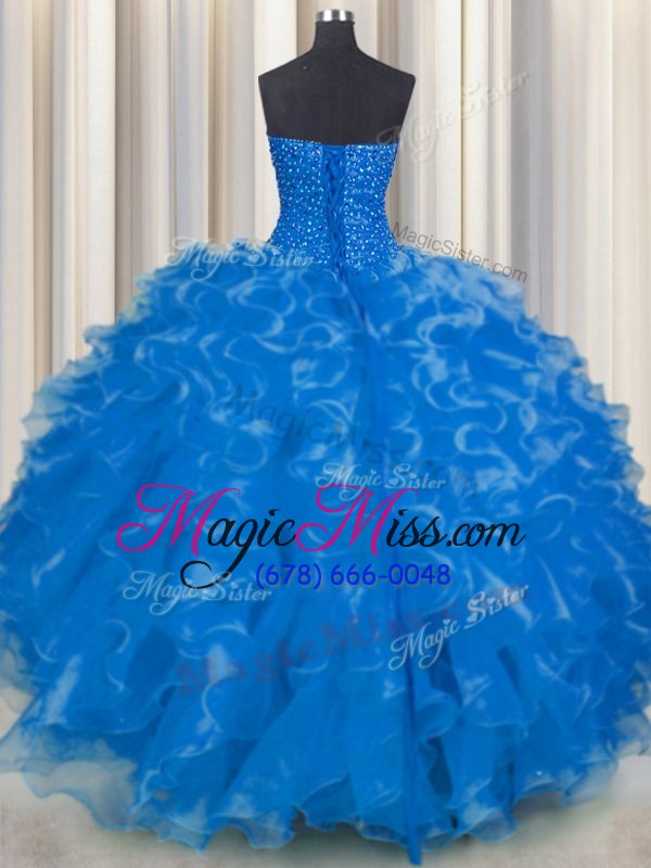 wholesale organza sleeveless floor length 15 quinceanera dress and beading and ruffles