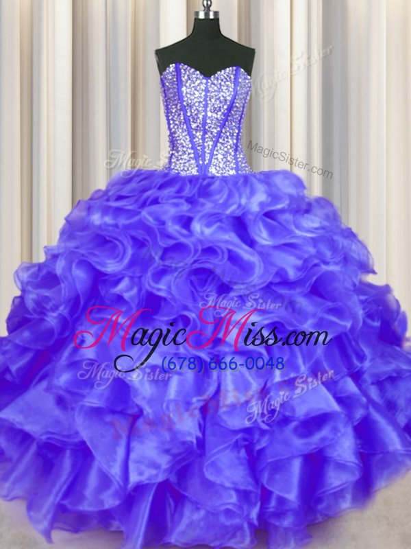 wholesale deluxe sweetheart sleeveless lace up sweet 16 quinceanera dress purple organza