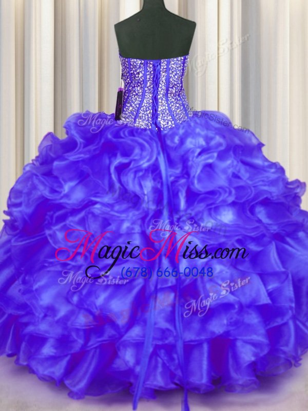 wholesale deluxe sweetheart sleeveless lace up sweet 16 quinceanera dress purple organza