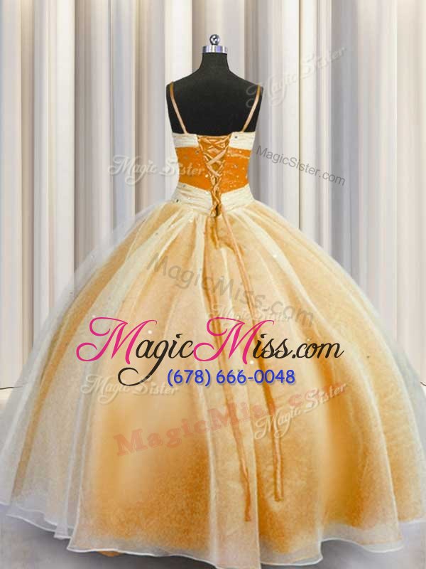 wholesale amazing spaghetti straps floor length lace up quinceanera dresses orange and in for military ball and sweet 16 and quinceanera with beading and ruching