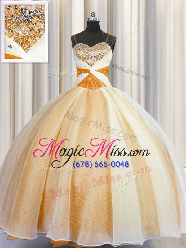 wholesale amazing spaghetti straps floor length lace up quinceanera dresses orange and in for military ball and sweet 16 and quinceanera with beading and ruching