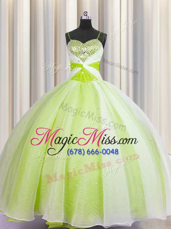 wholesale sexy yellow green vestidos de quinceanera military ball and sweet 16 and quinceanera and for with beading and ruching spaghetti straps sleeveless lace up
