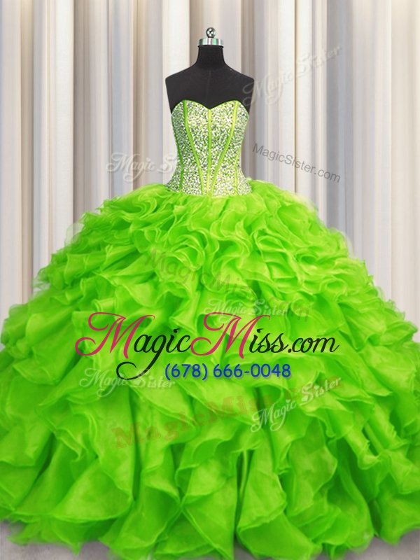 wholesale unique visible boning sleeveless lace up floor length beading and ruffles vestidos de quinceanera