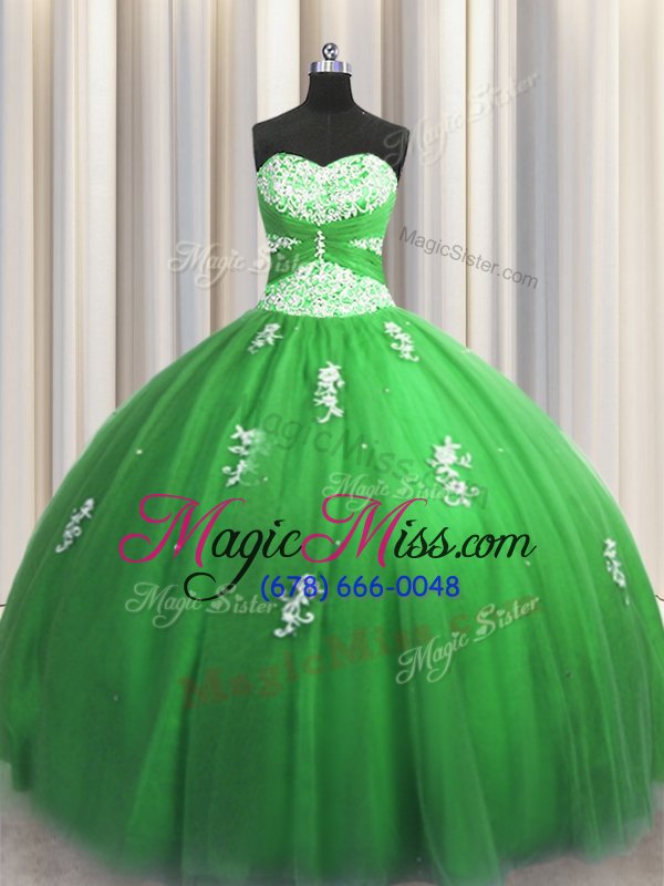 wholesale adorable sweetheart lace up beading and appliques quince ball gowns sleeveless