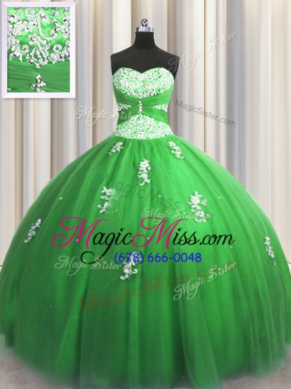 wholesale adorable sweetheart lace up beading and appliques quince ball gowns sleeveless