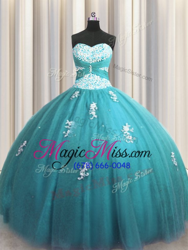 wholesale designer halter top floor length ball gowns sleeveless aqua blue 15th birthday dress lace up