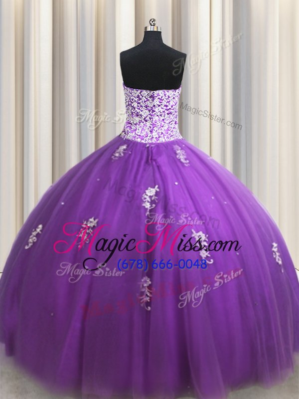 wholesale best purple lace up sweet 16 dresses beading and appliques sleeveless floor length