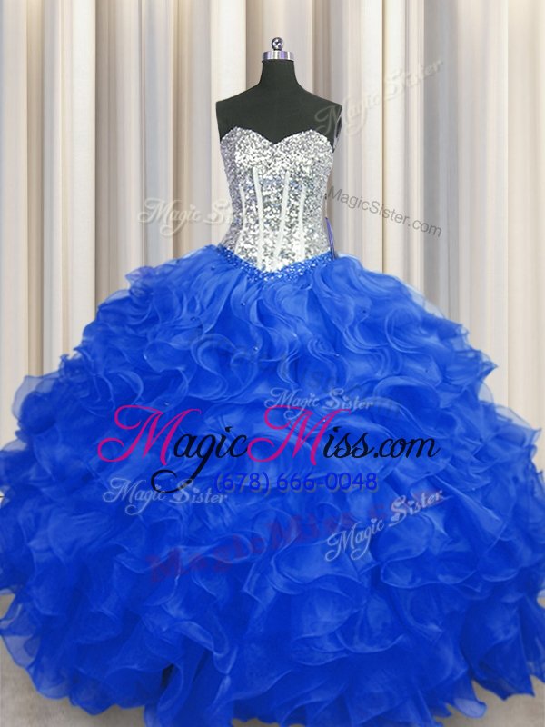 wholesale noble floor length lace up 15th birthday dress royal blue and in for military ball and sweet 16 and quinceanera with beading and ruffles