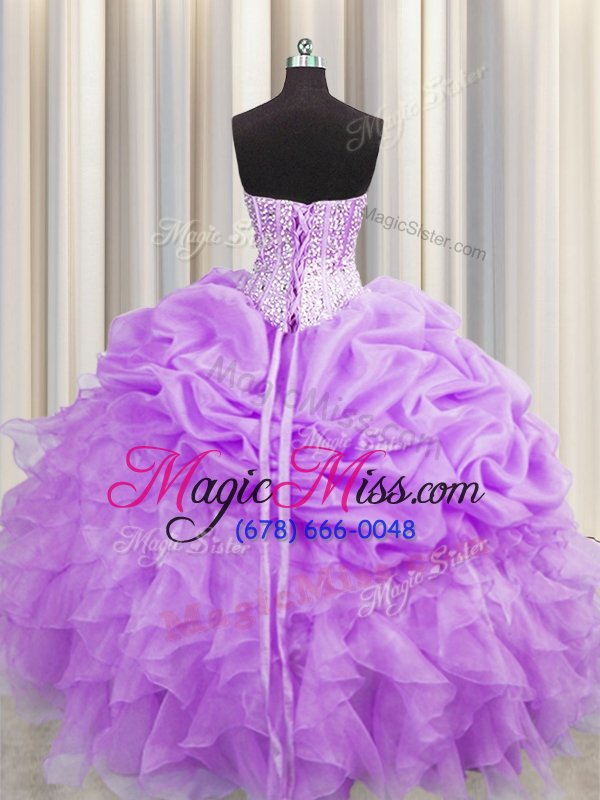 wholesale latest visible boning purple quinceanera gown military ball and sweet 16 and quinceanera and for with beading and ruffles and pick ups sweetheart sleeveless lace up