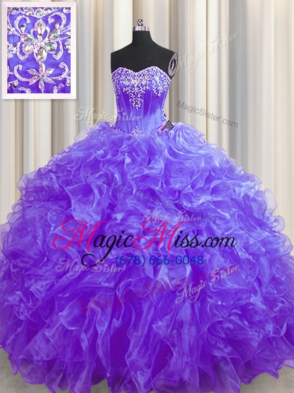 wholesale nice brush train ball gowns sweet 16 dresses lavender sweetheart organza sleeveless lace up