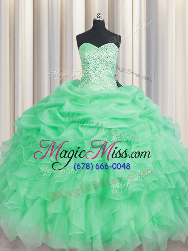 wholesale apple green sweetheart lace up beading and ruffles 15 quinceanera dress sleeveless