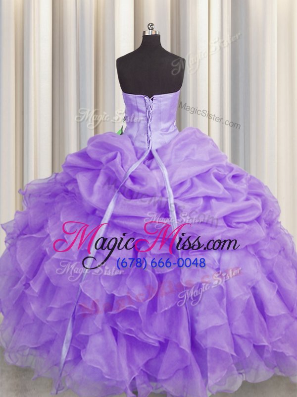 wholesale fine lavender lace up sweet 16 quinceanera dress beading and ruffles sleeveless floor length