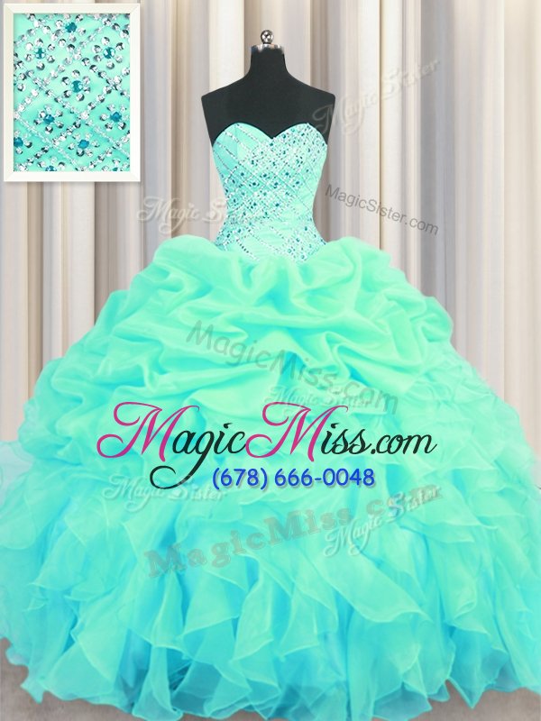 wholesale extravagant pick ups floor length turquoise sweet 16 dress sweetheart sleeveless lace up