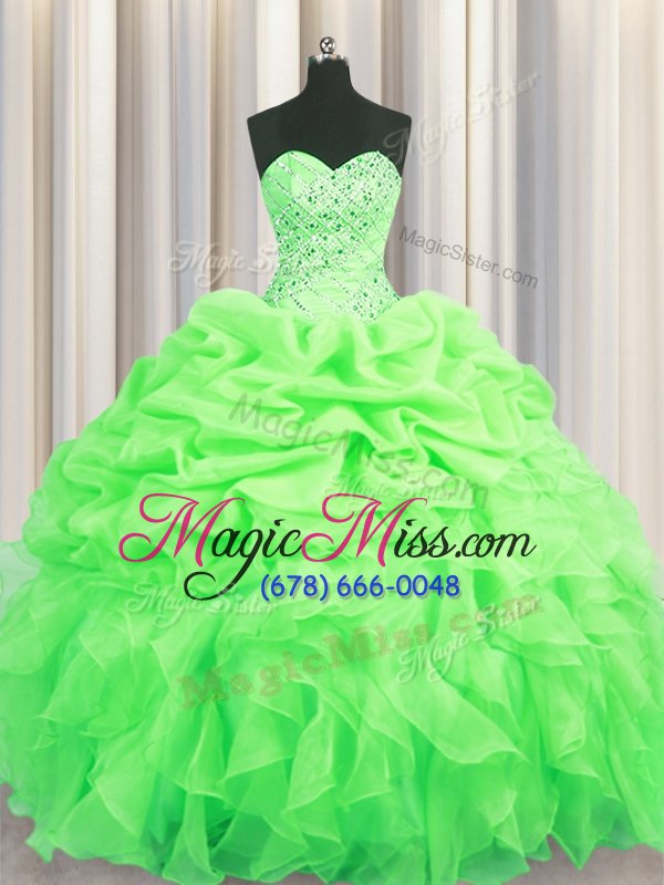 wholesale cheap pick ups ball gowns quinceanera dress sweetheart organza sleeveless floor length lace up