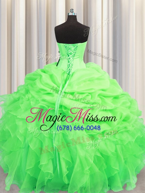 wholesale cheap pick ups ball gowns quinceanera dress sweetheart organza sleeveless floor length lace up