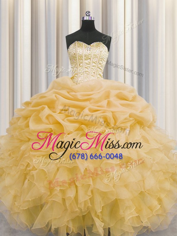 wholesale nice pick ups visible boning floor length ball gowns sleeveless light yellow quince ball gowns lace up
