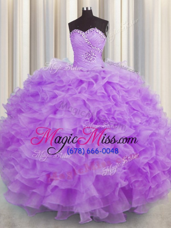 wholesale ball gowns quinceanera dress lavender sweetheart organza sleeveless floor length lace up