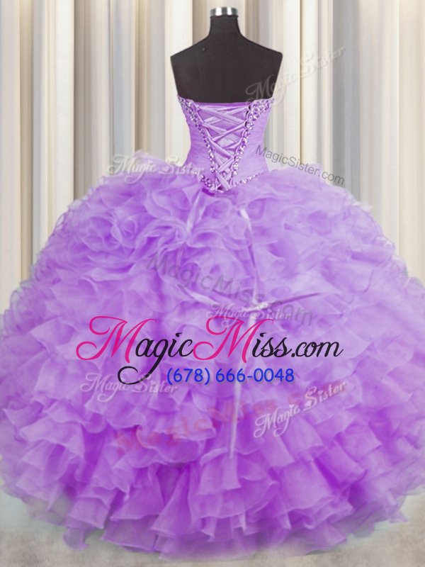 wholesale ball gowns quinceanera dress lavender sweetheart organza sleeveless floor length lace up