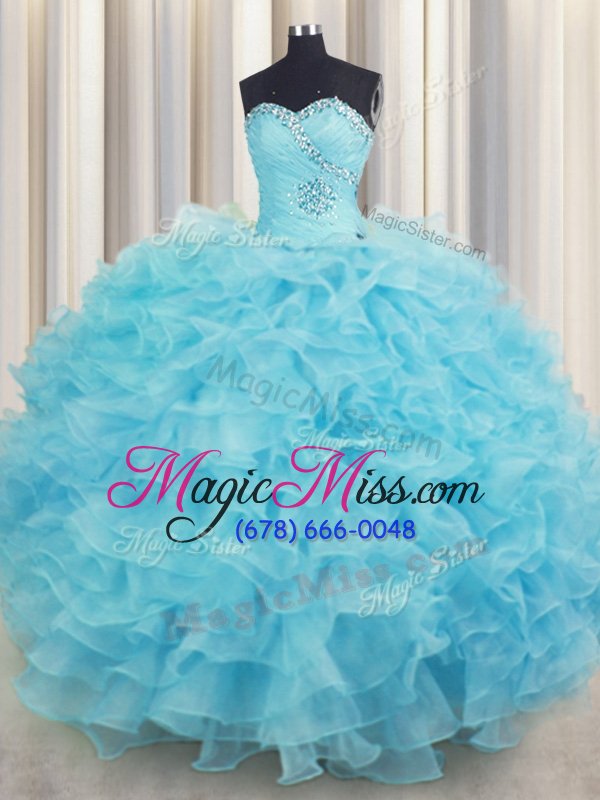 wholesale beauteous sleeveless beading and ruffles lace up quinceanera dresses