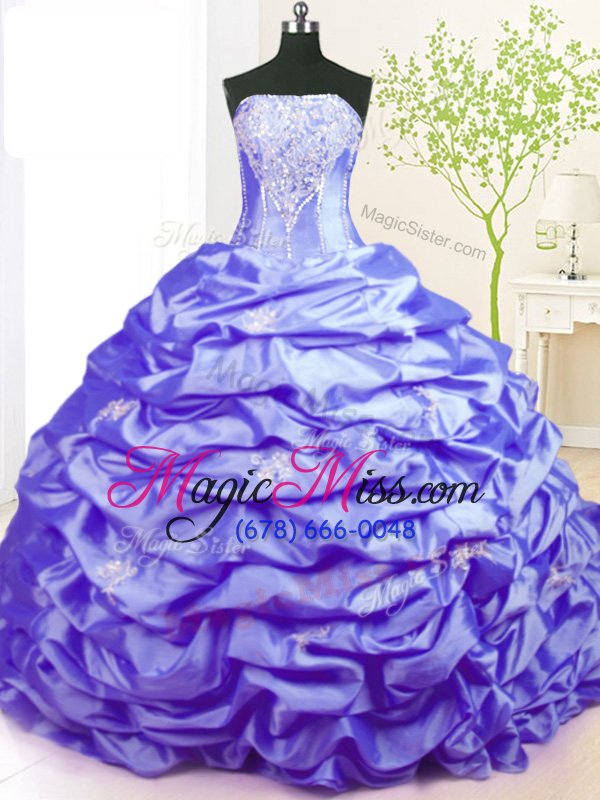 wholesale fashion pick ups lavender sleeveless taffeta sweep train lace up vestidos de quinceanera for military ball and sweet 16 and quinceanera