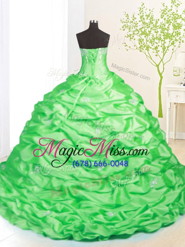 wholesale ideal sleeveless sweep train beading and pick ups quinceanera dress