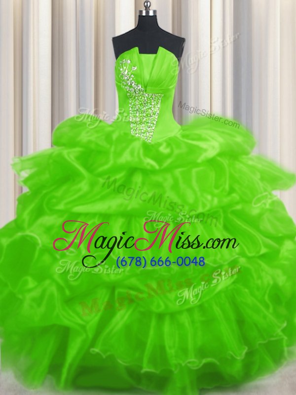wholesale glittering beading and ruffled layers and pick ups quinceanera dresses lace up sleeveless floor length