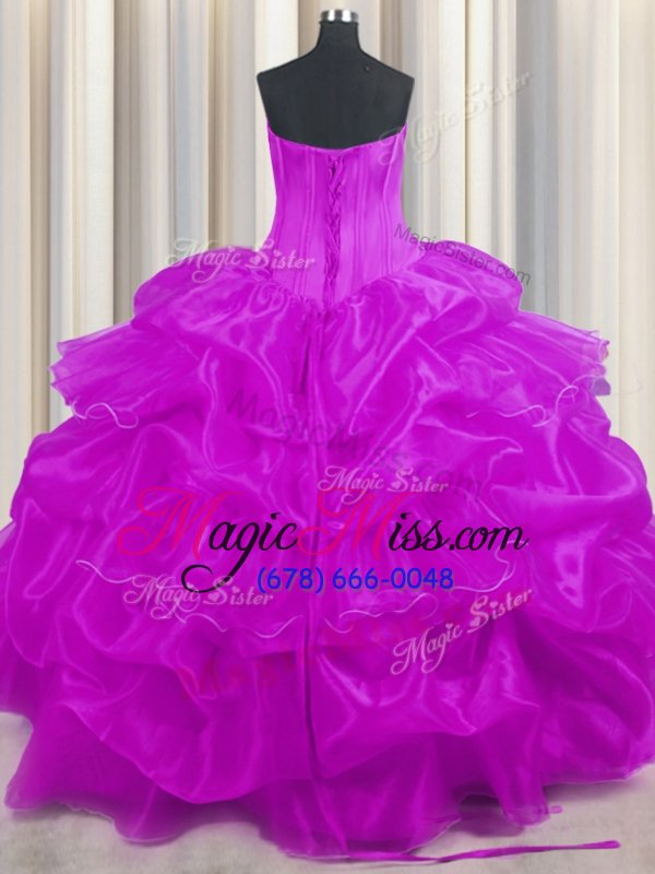 wholesale pretty pick ups ruffled strapless sleeveless lace up vestidos de quinceanera purple organza