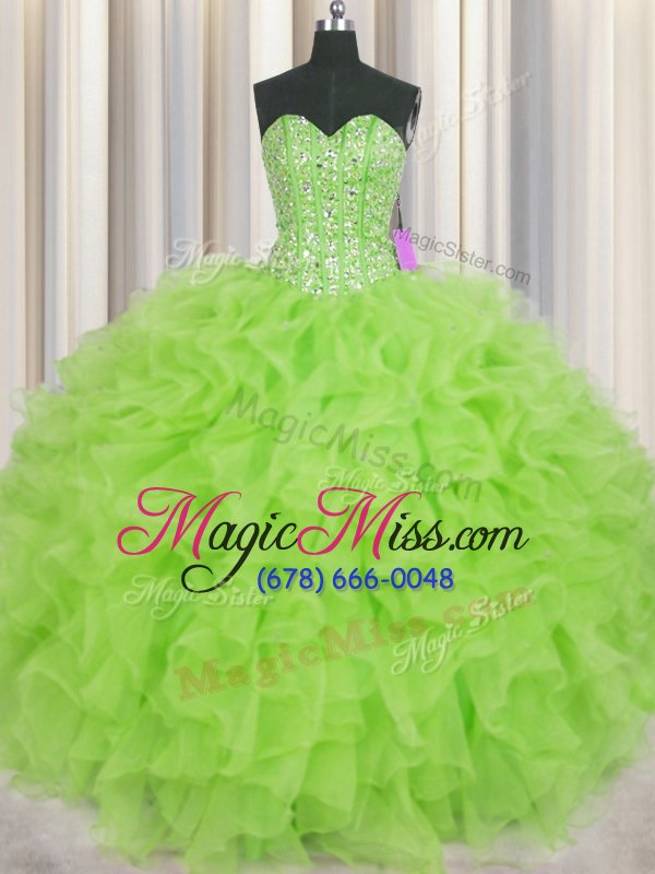 wholesale admirable visible boning sweet 16 quinceanera dress military ball and sweet 16 and quinceanera and for with beading and ruffles sweetheart sleeveless lace up