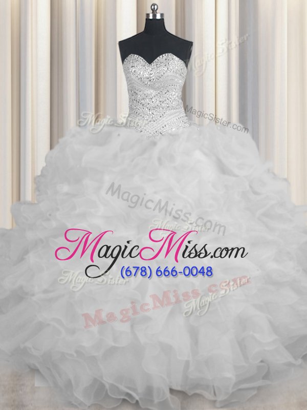 wholesale delicate floor length white sweet 16 dress sweetheart sleeveless lace up