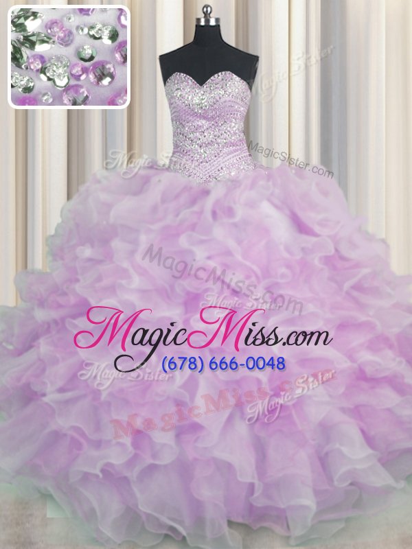 wholesale clearance ball gowns quinceanera dresses lilac sweetheart organza sleeveless floor length lace up