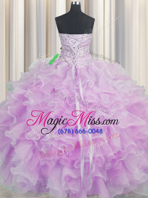 wholesale clearance ball gowns quinceanera dresses lilac sweetheart organza sleeveless floor length lace up