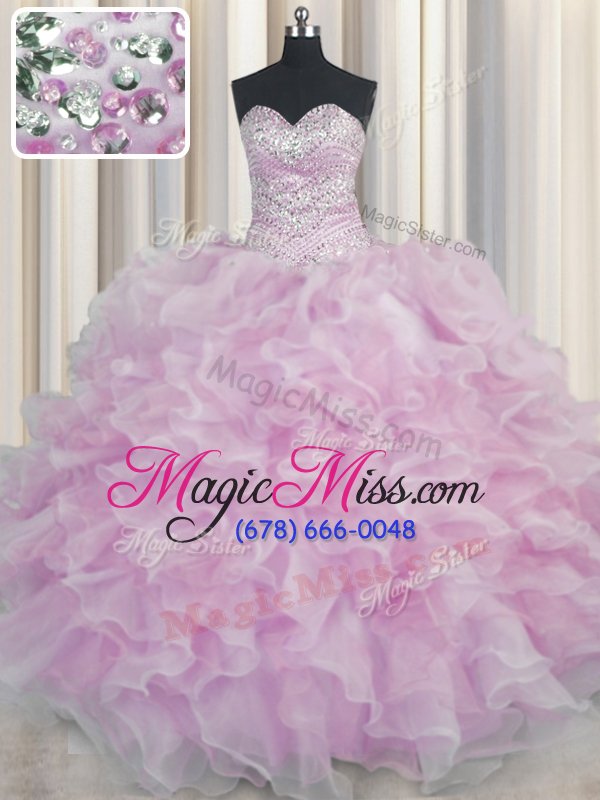 wholesale most popular bling-bling floor length ball gowns sleeveless lilac 15th birthday dress lace up