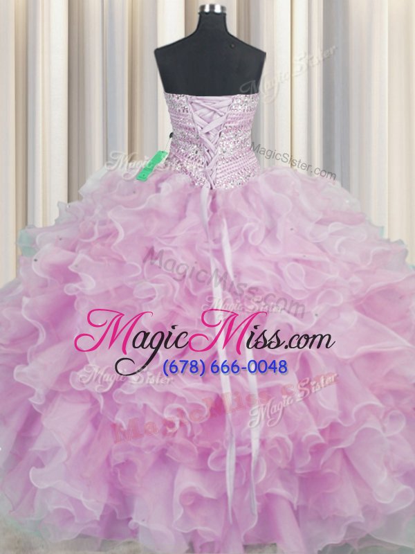 wholesale most popular bling-bling floor length ball gowns sleeveless lilac 15th birthday dress lace up