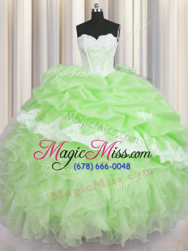 wholesale custom fit sleeveless beading and ruffles and pick ups lace up vestidos de quinceanera