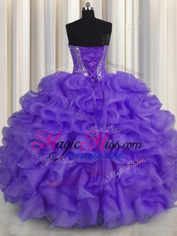 wholesale customized sweetheart sleeveless organza quinceanera gown beading and ruffles lace up
