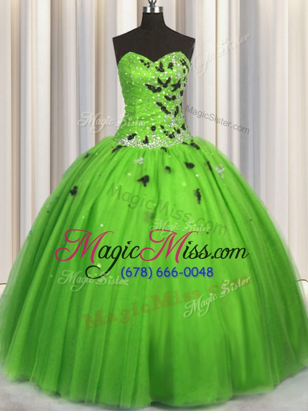 wholesale low price sleeveless lace up floor length beading and appliques quinceanera gowns