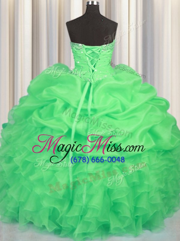 wholesale latest sleeveless lace up floor length beading and ruffles and ruching and pick ups quinceanera gowns