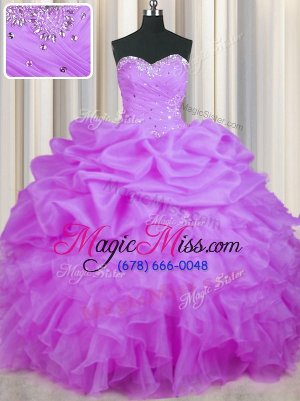 wholesale latest pick ups ball gowns 15th birthday dress purple sweetheart organza sleeveless floor length lace up