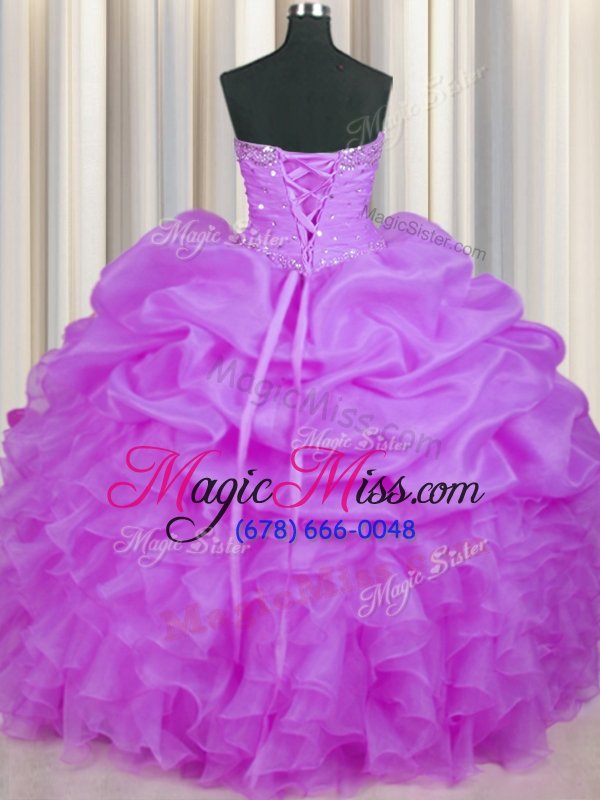 wholesale latest pick ups ball gowns 15th birthday dress purple sweetheart organza sleeveless floor length lace up